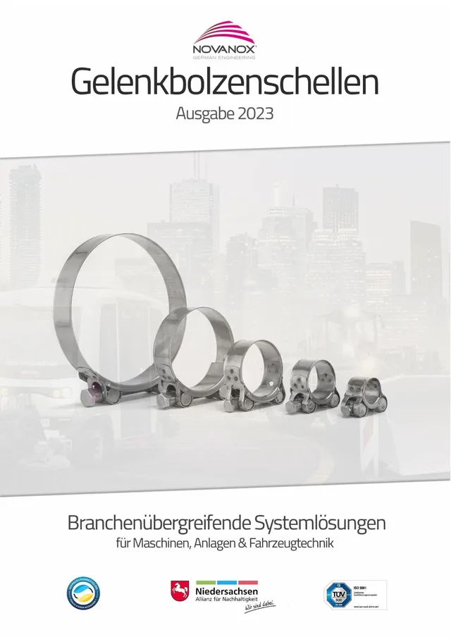 Cover: NovaNox Katalog Gelenkbolzenschellen 2023